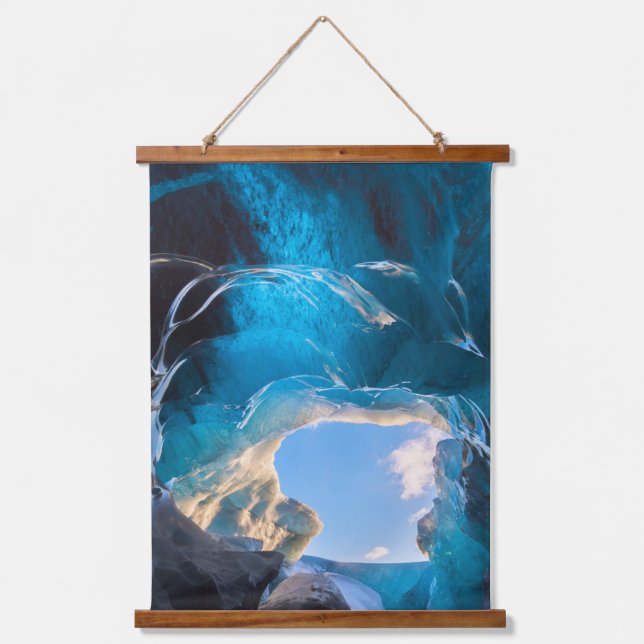 Tapiz Con Marco De Madera Cueva de cristal, Icefield Vatnajokull, Islandia m (Anverso)