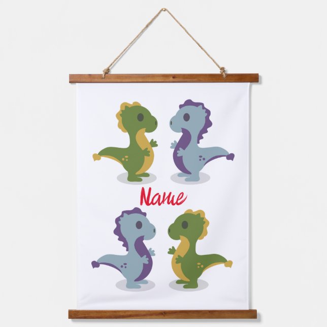 Tapiz Con Marco De Madera Cuidado par de dinosaurios Thunder_Cove (Anverso)