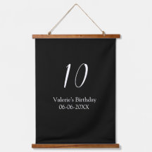 cumpleaños 10 nombre fecha caligrafía blanco negro