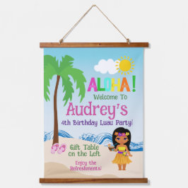 Tapiz Con Marco De Madera Cumpleaños Aloha Luau