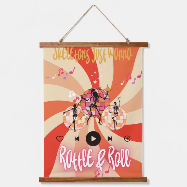 Tapiz Con Marco De Madera Curiosos esqueletos solo quieren rattle&Roll (Anverso)