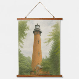 Tapiz Con Marco De Madera Currituck Beach Lighthouse Watercolor