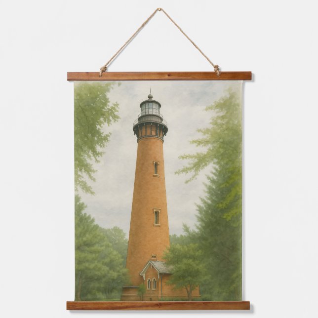 Tapiz Con Marco De Madera Currituck Beach Lighthouse Watercolor (Anverso)
