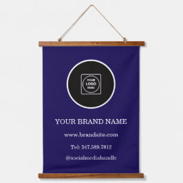 Tapiz Con Marco De Madera Custom Logo Modern Corporate Hanging Display