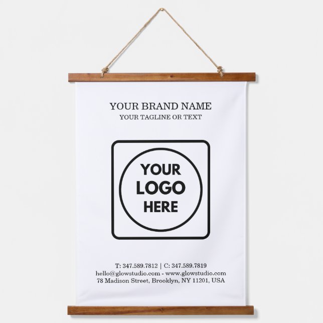 Tapiz Con Marco De Madera Custom Logo Text Template Hanging Display Design (Anverso)