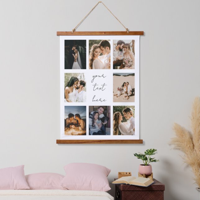 Tapiz Con Marco De Madera Custom Photo Collage Personalized Picture Family (Dormitorio)