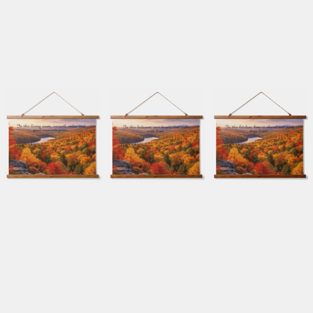 Tapiz Con Marco De Madera Customizable Autumn Wall Tapestry Set Home Gift (Triple)