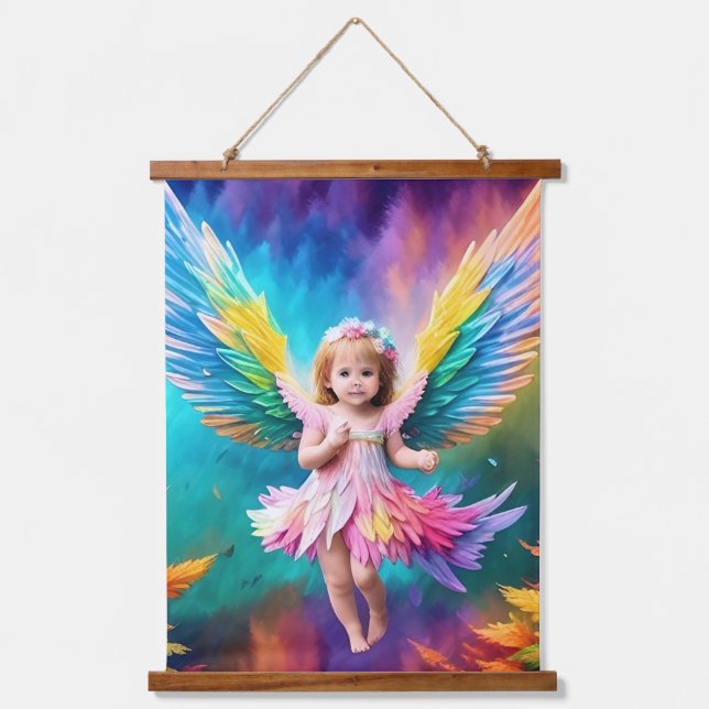 Tapiz Con Marco De Madera Cute Baby Angel Wings Art-38424 (Anverso)