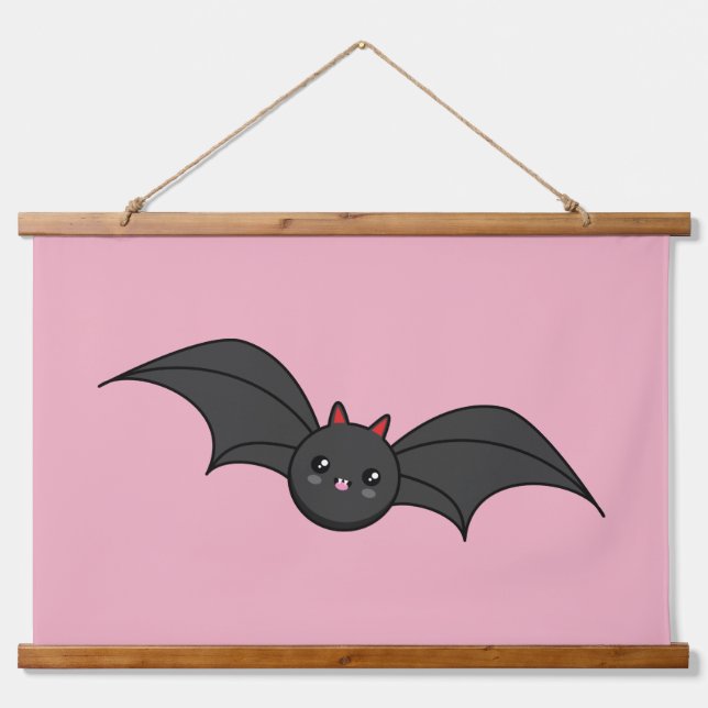 Tapiz Con Marco De Madera Cute Bat (Anverso )