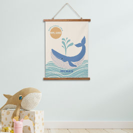 Tapiz Con Marco De Madera Cute Blue Whale Kids Room Hanging Tapestry