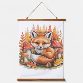 Tapiz Con Marco De Madera Cute fox hongos bosque 