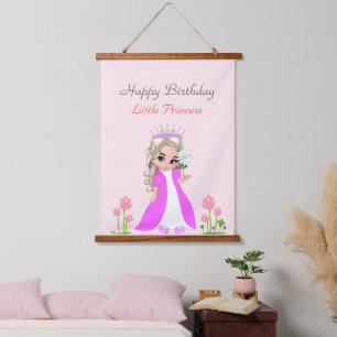 Tapiz Con Marco De Madera Cute Hada Princesa Niña Cumpleaños Fiesta Colgante