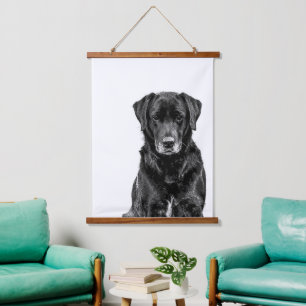Tapiz Con Marco De Madera Cute Labrador Mascota de Cachorros de Perro Negro