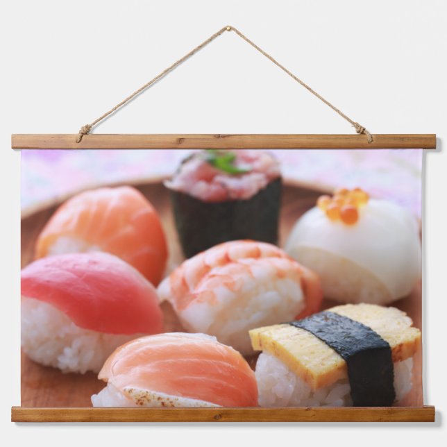 Tapiz Con Marco De Madera Cute Sushi Platter Tapestry – Japanese Delight (Anverso )
