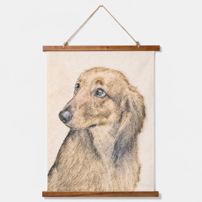 Tapiz Con Marco De Madera Dachshund (de cabello largo) Pintura original de a (Anverso)