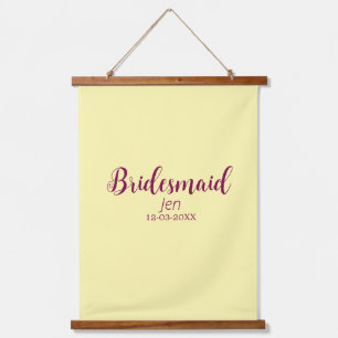Tapiz Con Marco De Madera Dama de honor marrón amarillo nombre fecha elegant