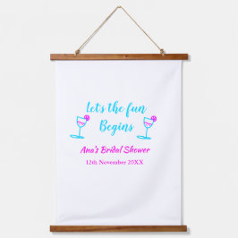 Tapiz Con Marco De Madera Dama de novia de vidrio rosa azul de vid, comencem