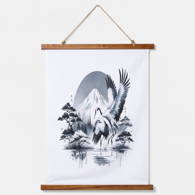 Tapiz Con Marco De Madera "Danza de Sandhill" (Anverso)