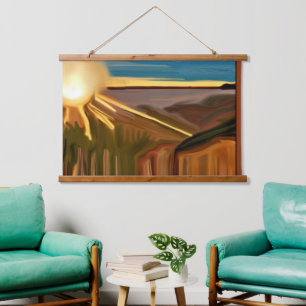 Tapiz Con Marco De Madera Danza del arte abstracto de Cacti