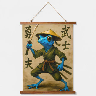 Tapiz Con Marco De Madera Dart Frog de veneno azul Samurai - Tinta japonesa