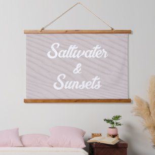 Tapiz Con Marco De Madera Decoración casera de agua salada y Sunsets Beach