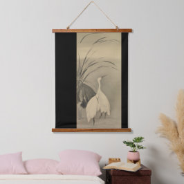 Tapiz Con Marco De Madera Decoración de pared Zen - Loto minimalista y garza