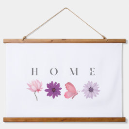 Tapiz Con Marco De Madera Decoración floral para el hogar con mariposas