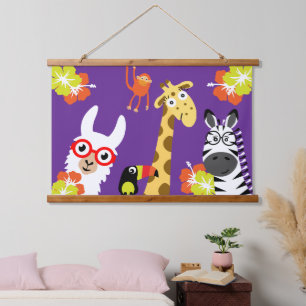 Tapiz Con Marco De Madera Decoración residencial de Safari de jungla animal