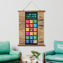 Tapiz Con Marco De Madera Decoración sostenible de SDG para el hogar, la ofi