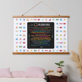 Tapiz Con Marco De Madera Decoración sostenible de SDG para el hogar, la ofi