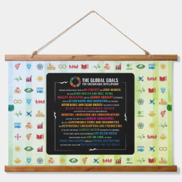 Tapiz Con Marco De Madera Decoración sostenible de SDG para el hogar, la ofi