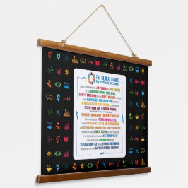 Tapiz Con Marco De Madera Decoración sostenible de SDG para el hogar, la ofi