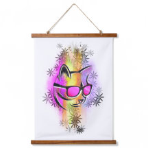 Décoration murale chat couleurs lunettes de soleil