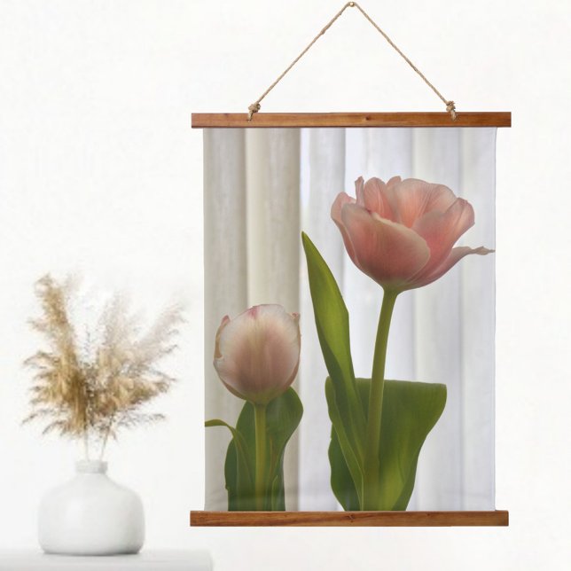 Tapiz Con Marco De Madera Delicado Pastel Rosa Tulipanes Hermosa Fotografía (Subido por el creador)