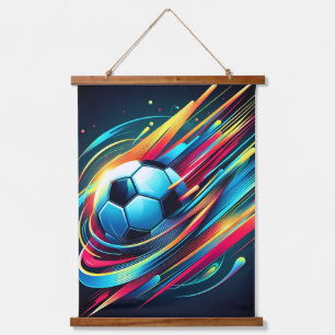 Tapiz Con Marco De Madera Deportes de velocidad de fútbol ciber futurista