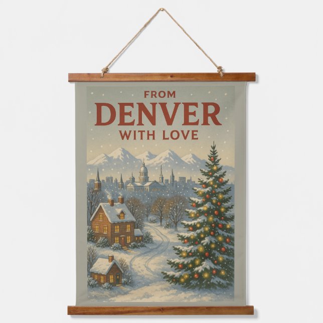 Tapiz Con Marco De Madera Desde Denver con Amor Vacaciones  (Anverso)
