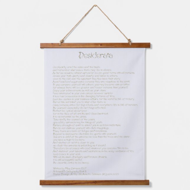 Tapiz Con Marco De Madera Desiderata ArtcelUI Fuente de la mano de la maneci (Anverso)