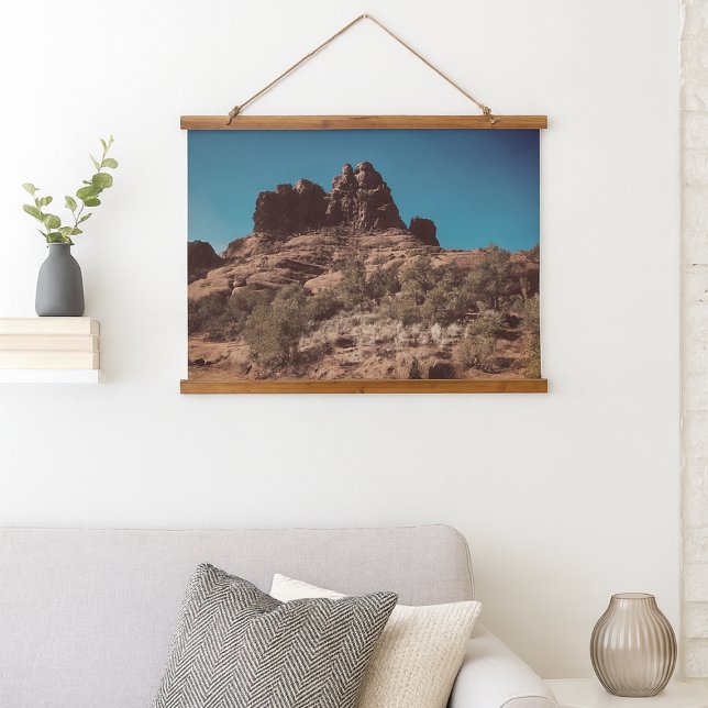 Tapiz Con Marco De Madera Desierto Escenario Sedona Arizona Muro de Rock Roj (Scenic Desert Sedona Arizona Red Rock Wall Hanging Tapestry)