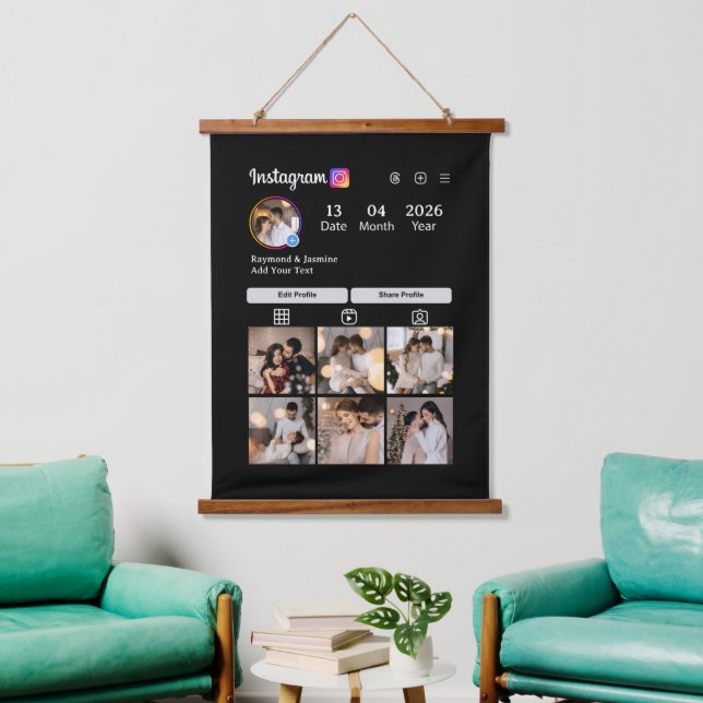 Tapiz Con Marco De Madera Design Your Own 7 Photo Collage (Sala de estar)