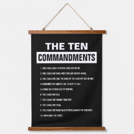 Tapiz Con Marco De Madera Diez mandamientos Verso religioso cristiano de la