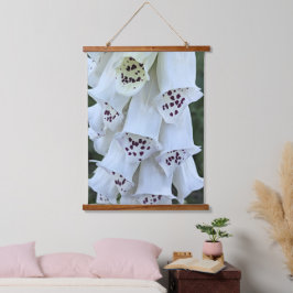 Tapiz Con Marco De Madera Digitalis Floral Blanca con Manchas Rosadas