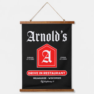 Tapiz Con Marco De Madera Diner americano de los años 50