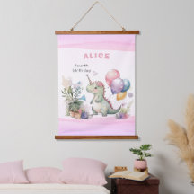 Dino Fiesta Chica acuarela Pink Birday