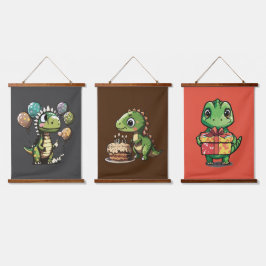 Tapiz Con Marco De Madera Dinosaurios de cumpleaños