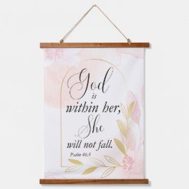 Tapiz Con Marco De Madera Dios está dentro de su salmo 46:5 Botánico rosa