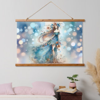 Tapiz Con Marco De Madera Diosa etérea de la fantasía en un sueño de acuarel