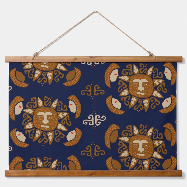 Tapiz Con Marco De Madera Dioses del Sol Kuna Indianos (Anverso )