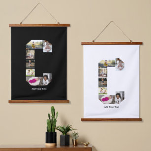 Tapiz Con Marco De Madera Diseñar su propia letra C Collage de fotos