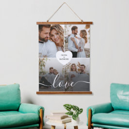 Tapiz Con Marco De Madera Diseñar tu propia fotografía del Collage de amor