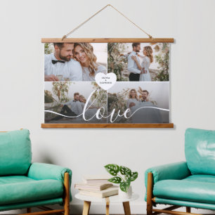 Tapiz Con Marco De Madera Diseñar tu propia fotografía del Collage de amor